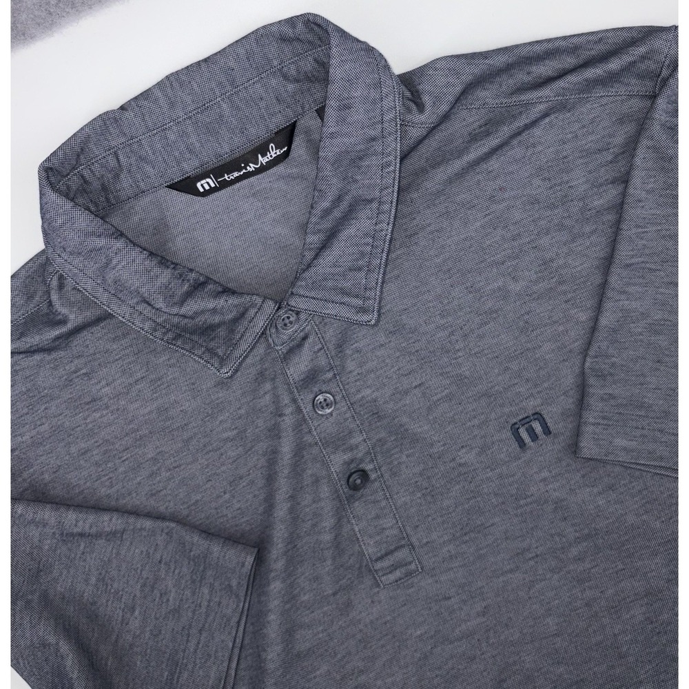 Travis Mathew Performance Golf Polo XL Heather Blue Gray Cotten Blend